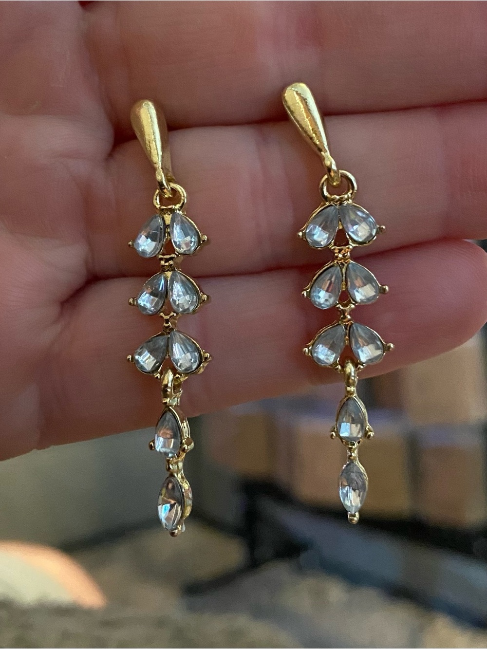 Gold Drop Crystal Dangle Earrings - Elegant Women's Jewelry